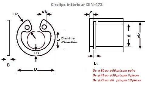 Circlips Intérieurs dans alesage - DIN 472 ACIER